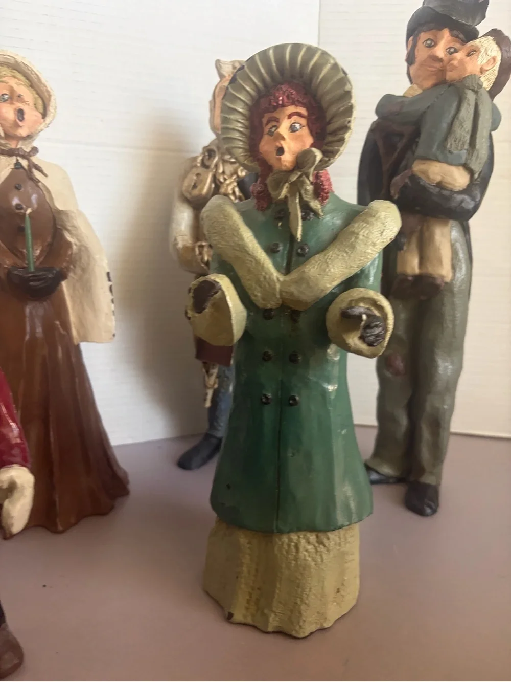 PJ's Christmas Carolers Dickens Figurines Tiny Tim Vintage 1980's Signed